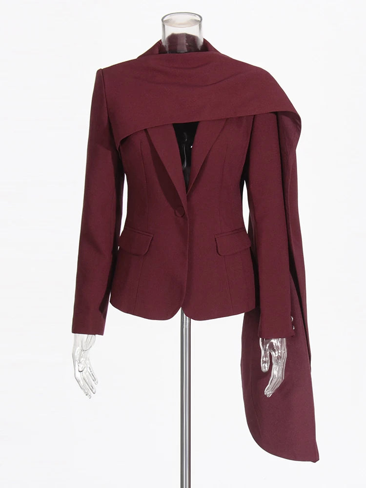 Burgundy Pocketed Blazer