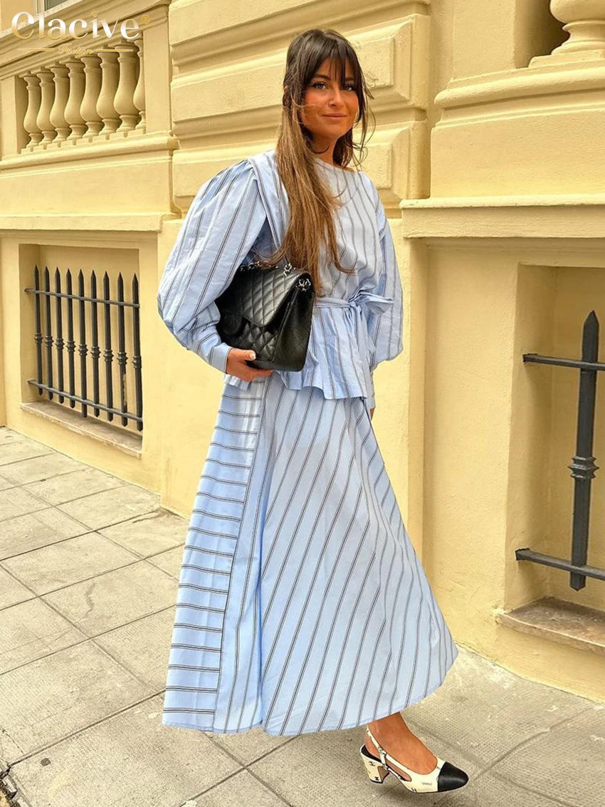 Blue Striped 2-Piece Set