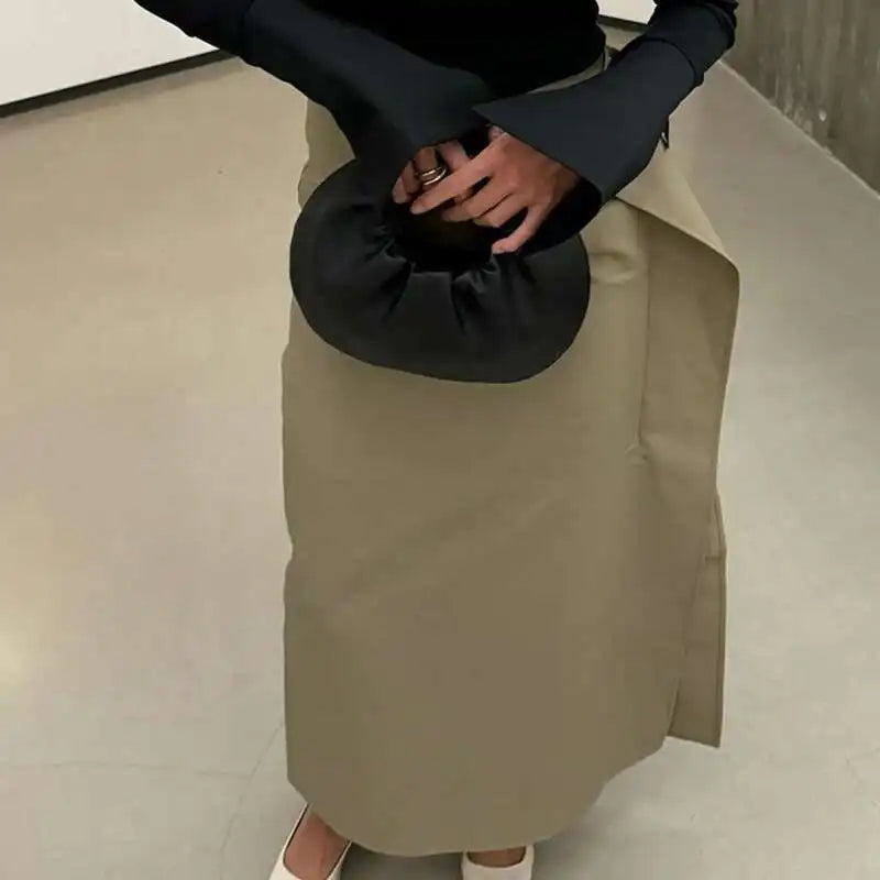 Beige Wrap Pencil Skirt