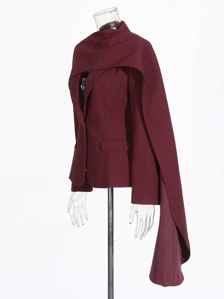 Burgundy Pocketed Blazer