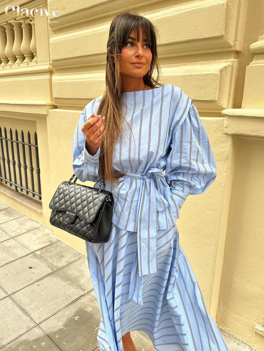 Blue Striped 2-Piece Set
