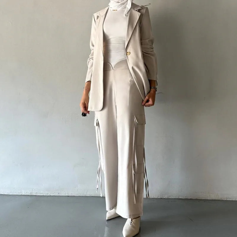 Ribbon Pocket Blazer Suit