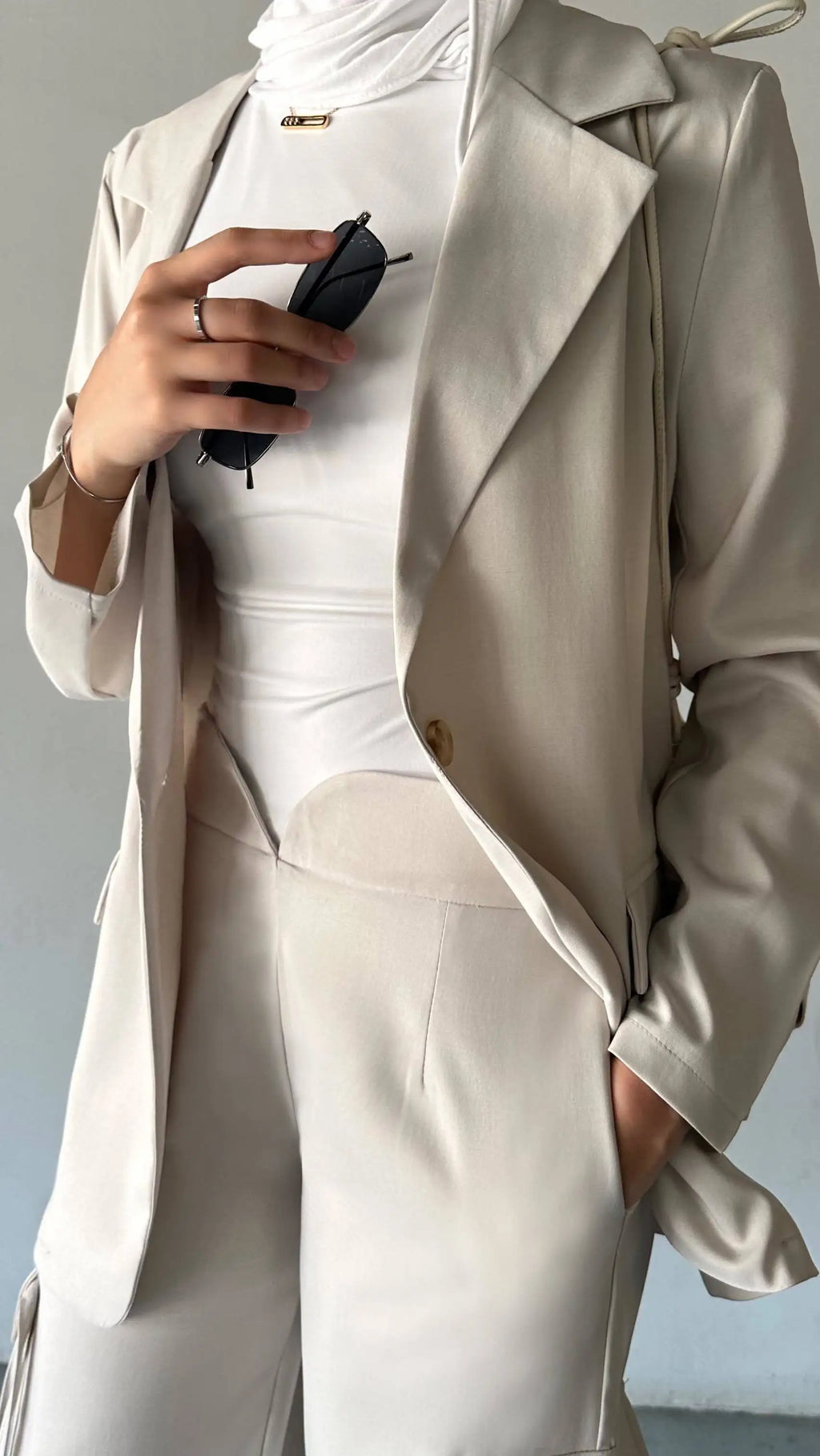 Ribbon Pocket Blazer Suit