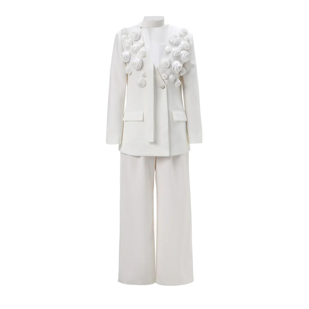 White Appliqué Coat Set