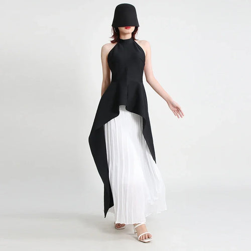 Women's Black & White Pleated Set