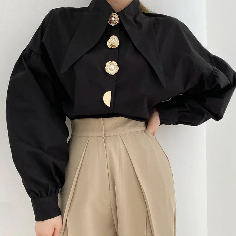 Women's Korean Sharp Corner Collar Loose Blouse
