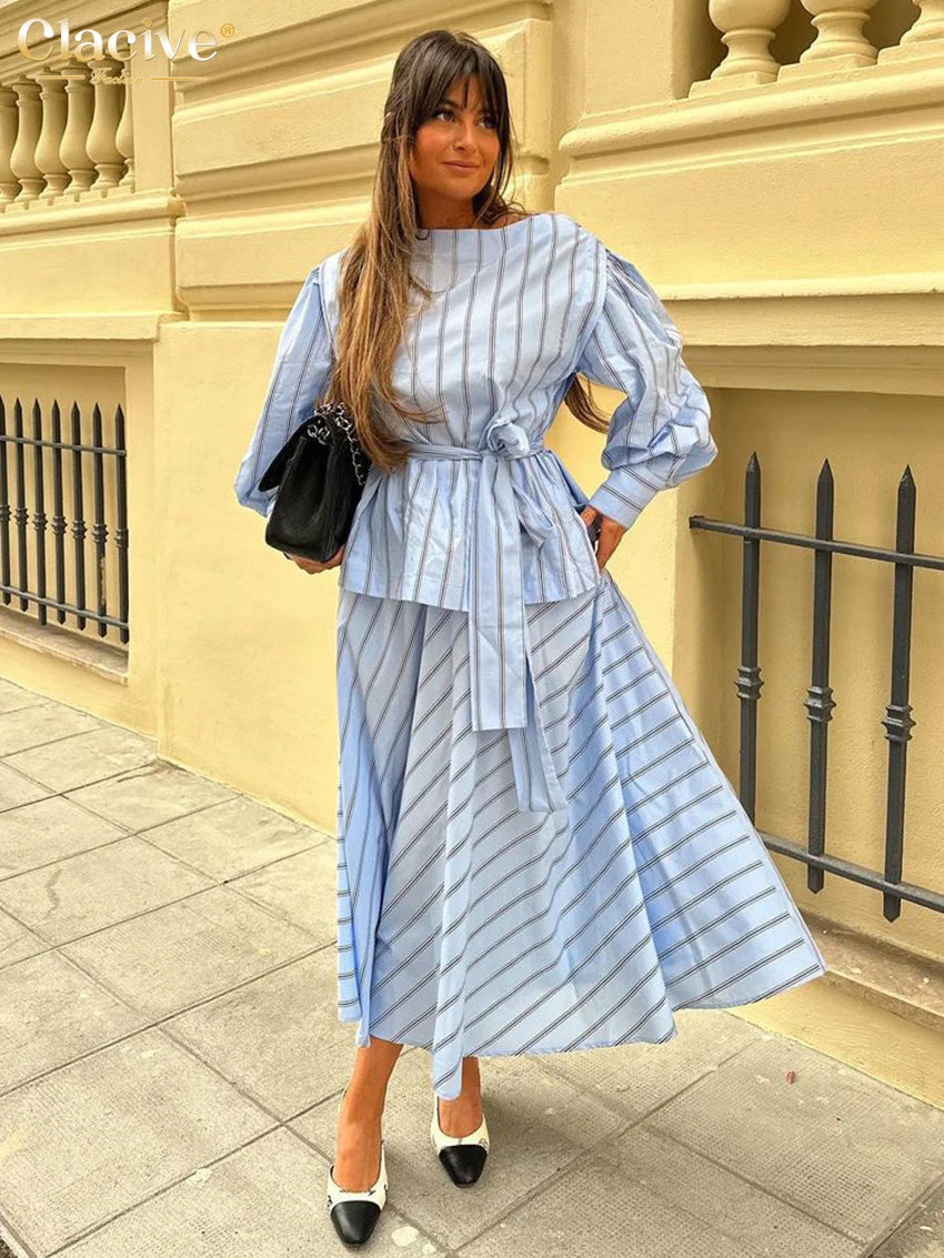Blue Striped 2-Piece Set