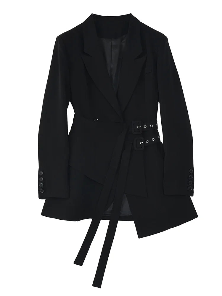 Irregular Bandage Spliced Blazer