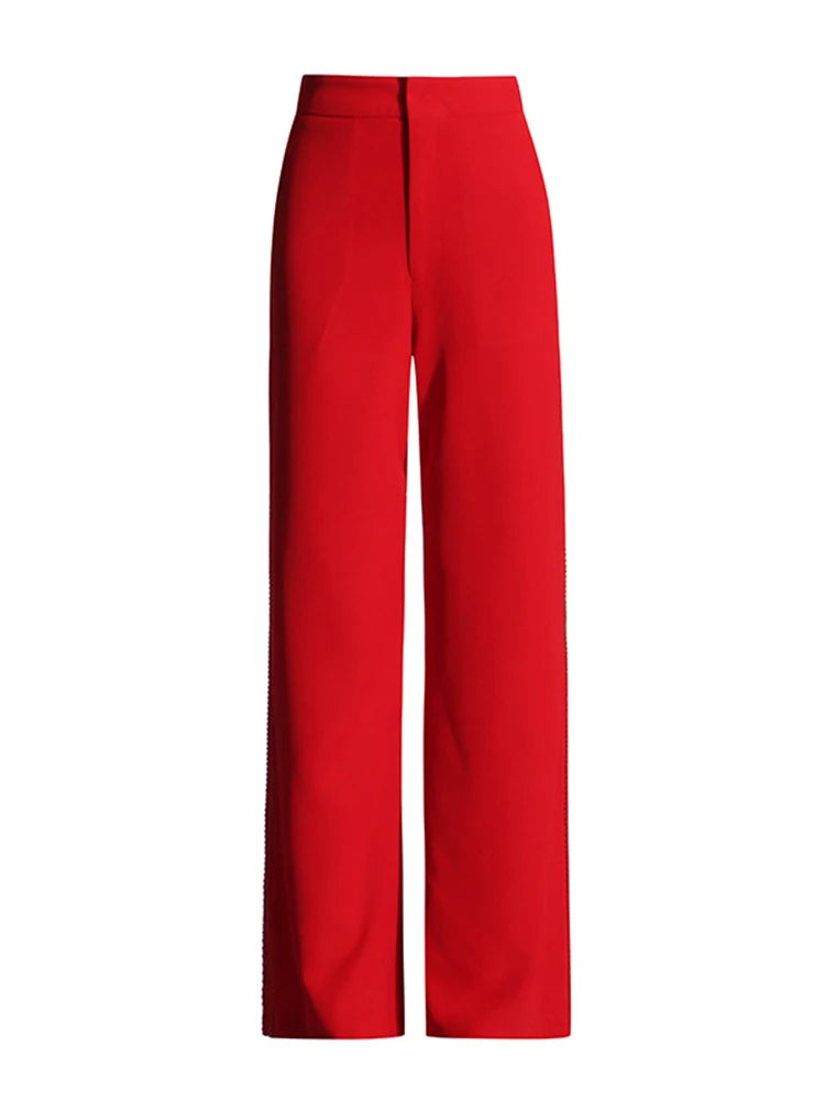 Lapel Hollow Out Top High Waist Wide Leg Pan