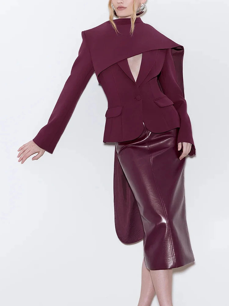 Burgundy Pocketed Blazer