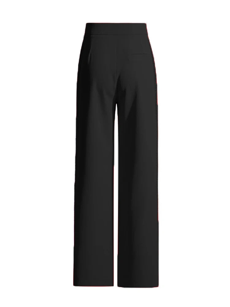 Lapel Hollow Out Top High Waist Wide Leg Pan