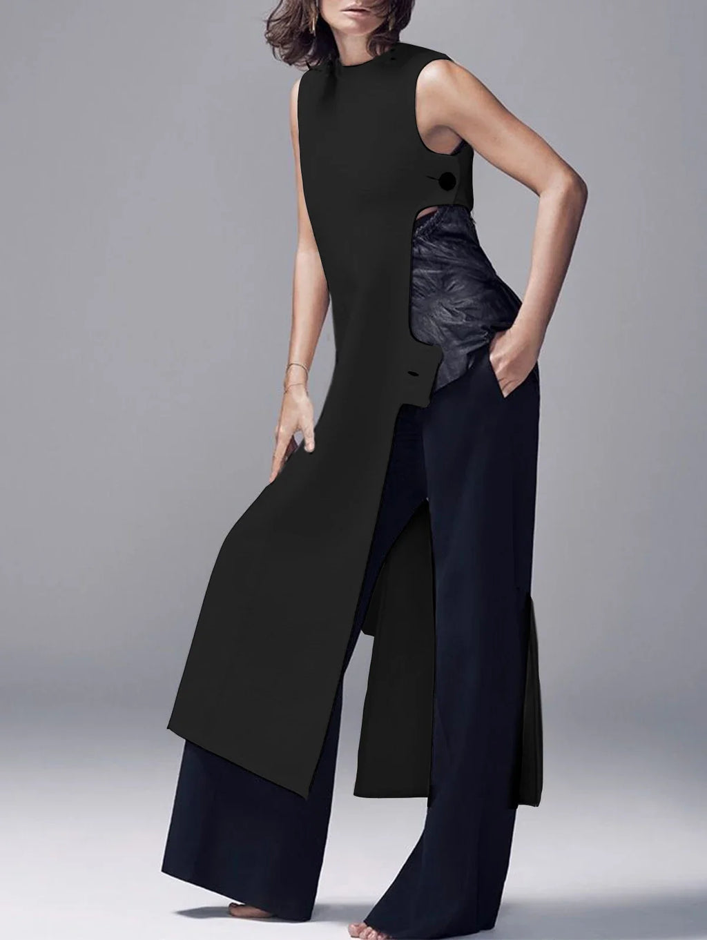 Sleeveless Slit Top