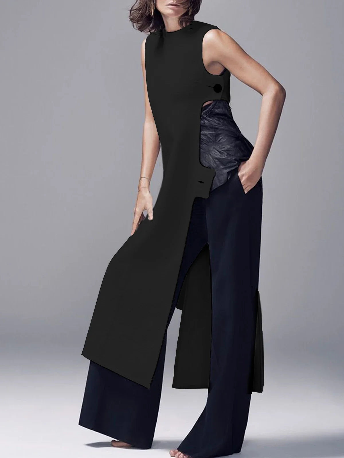 Sleeveless Slit Top
