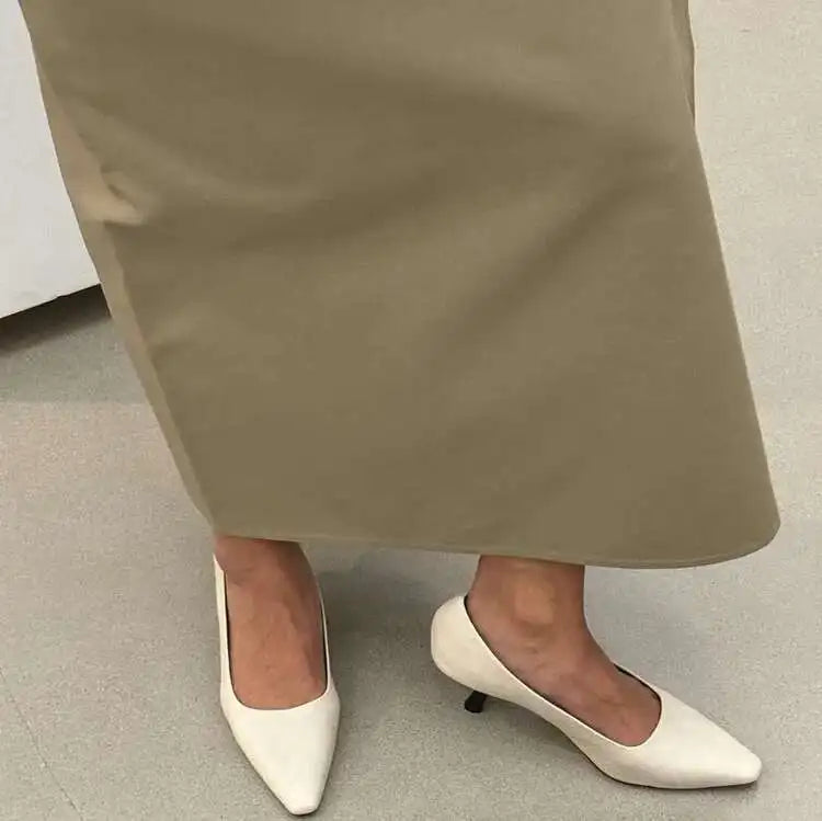Beige Wrap Pencil Skirt