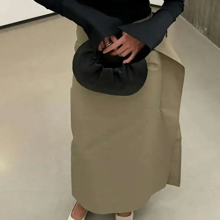 Beige Wrap Pencil Skirt