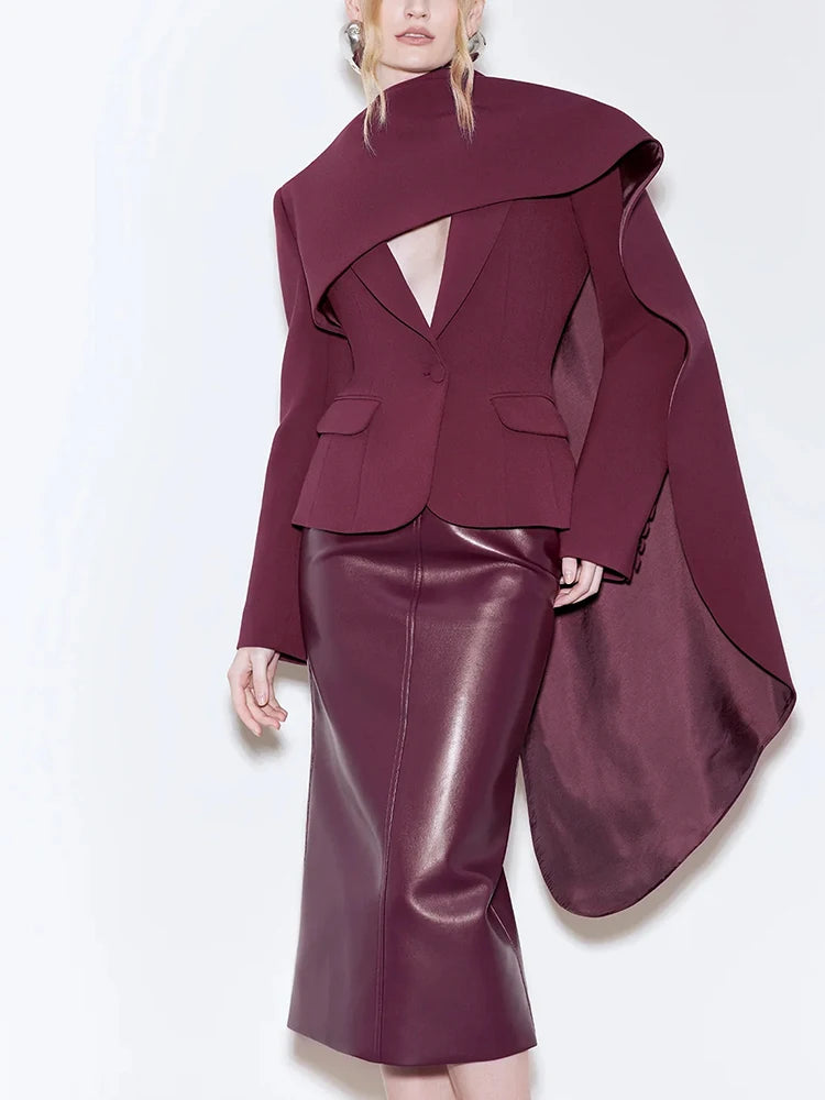 Burgundy Pocketed Blazer
