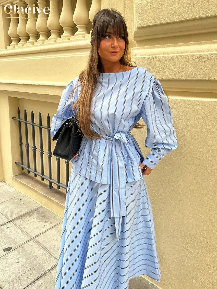 Blue Striped 2-Piece Set
