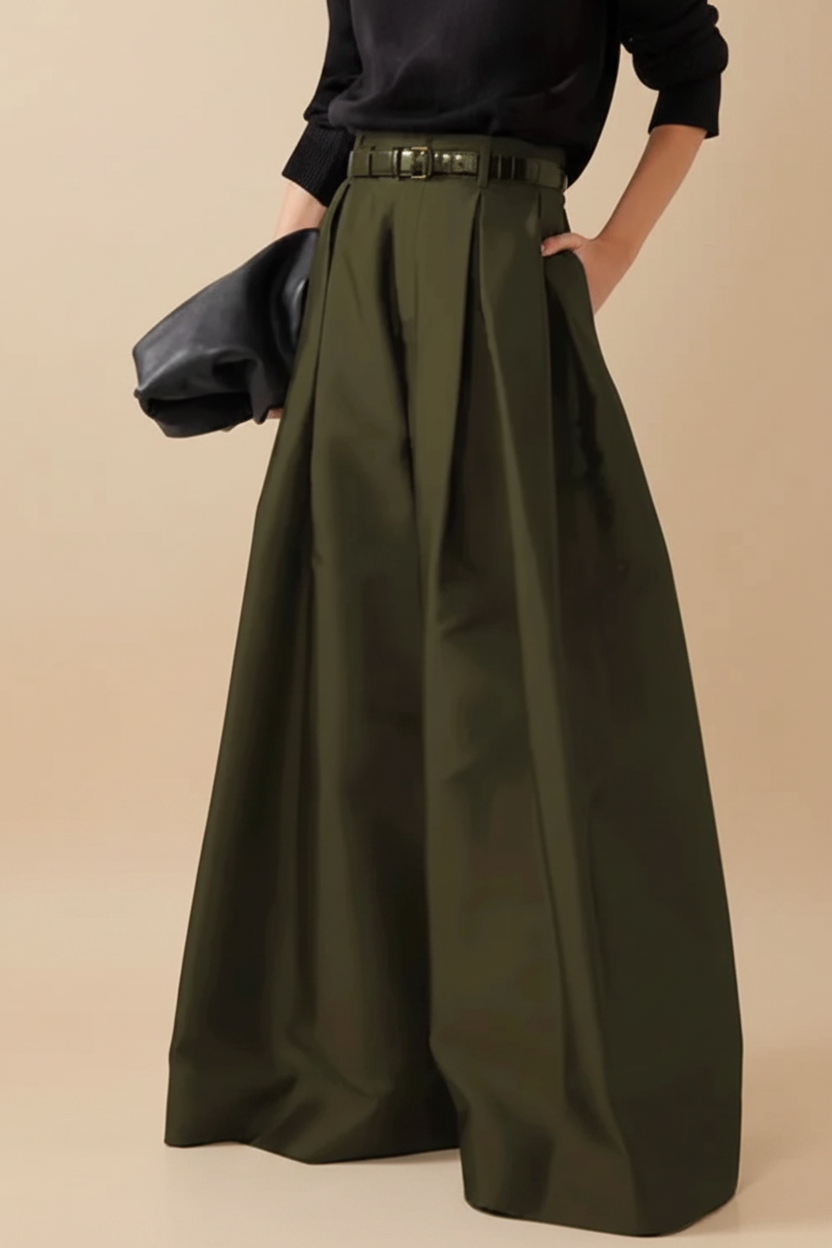 Wide Leg Pants — Solid Beige Background